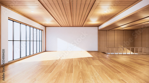 Large hall interior design  Big room . japanese style interior mock up. 3D rendering