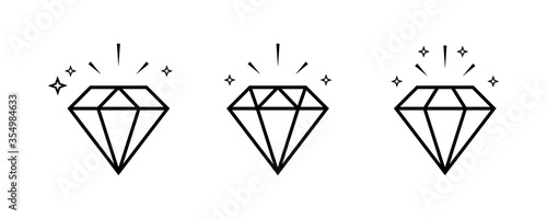 Diamond icon. Brilliant outline vector isolated icon. Set of   diamond vector icons. Royal diamond vector icons.