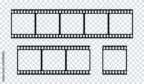 Film strip icon. Vector isolated element. Film strip roll black icon. Video tape photo film strip frame vector.