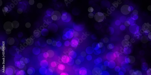Dark Purple vector texture with disks. Colorful illustration with gradient dots in nature style. Design for your commercials.
