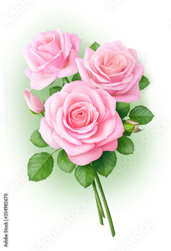 Bouquet of three pink roses