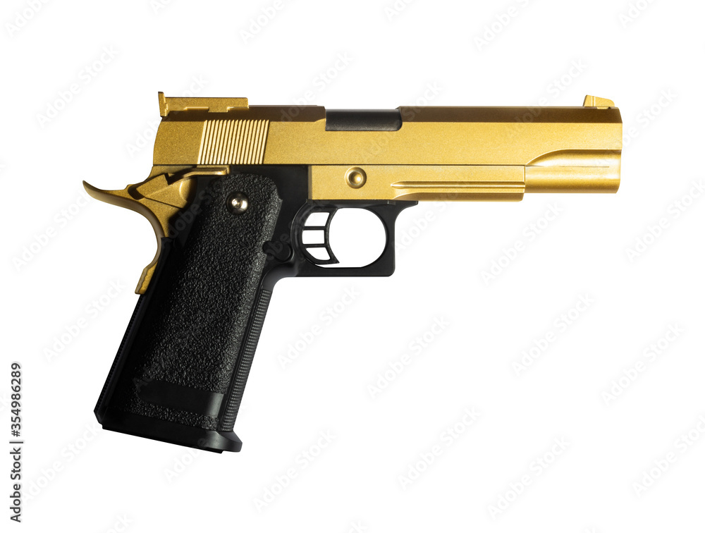 Isolated golden desert eagle gun.