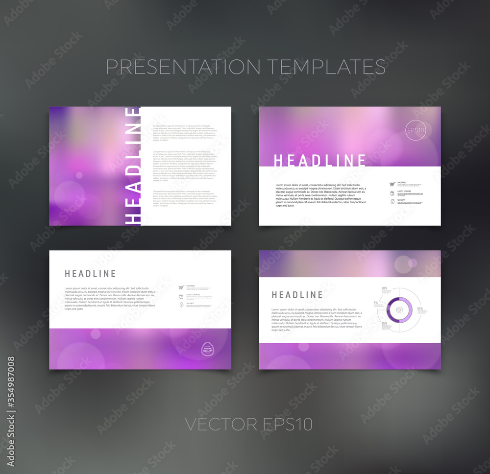 Fototapeta premium Vector presentation template, page layout, brochure, booklet, leaflet, flyer design set