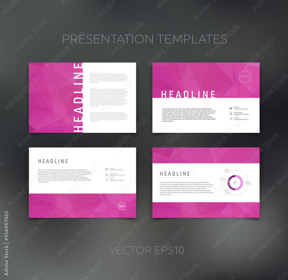 Vector presentation template, page layout, brochure, booklet, leaflet, flyer design set