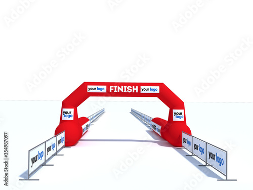 Inflatable start and finish line arch illustrations - Inflatable archways suitable for outdoor sport events 3d render