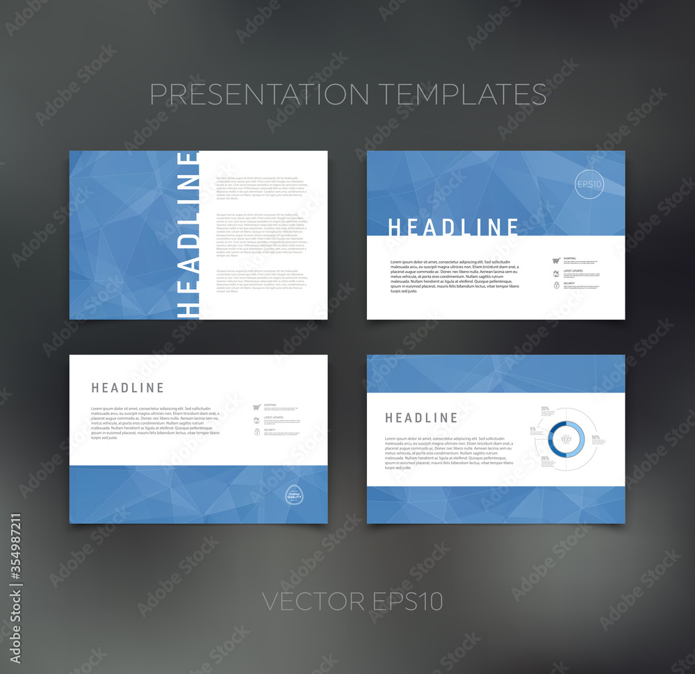 Vector presentation template, page layout, brochure, booklet, leaflet, flyer design set