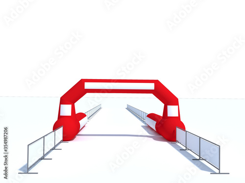 Inflatable start and finish line arch illustrations - Inflatable archways suitable for outdoor sport events 3d render