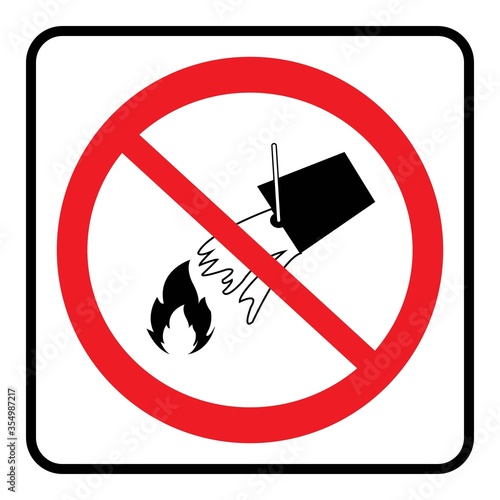Do not extinguish with water. Do not extinguish with water sign on white background drawing by illustration