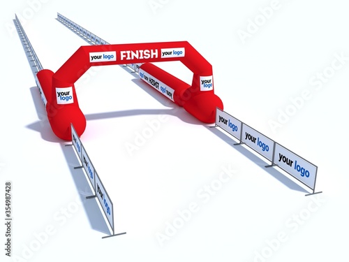 Inflatable start and finish line arch illustrations - Inflatable archways suitable for outdoor sport events 3d render
