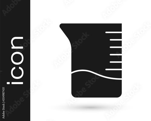 Grey Measuring cup icon isolated on white background. Plastic graduated beaker with handle. Vector Illustration