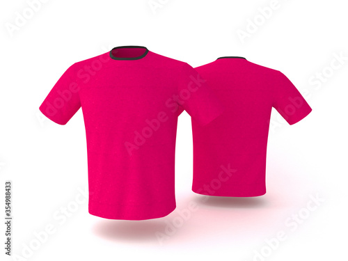 Pink T-shirt template, isolated on background. Men's realistic T-shirt mockup 3d render.