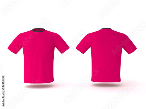 Pink T-shirt template, isolated on background. Men's realistic T-shirt mockup 3d render.