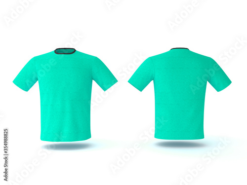 Blue T-shirt template, isolated on background. Men's realistic T-shirt mockup 3d render