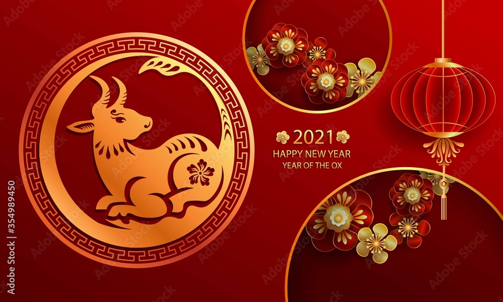 Happy new year 2021 / Chinese new year / Year of the ox / Zodiac sign for greetings card, invitation, posters, brochure, calendar, flyers, banners. Happy new year 2021 / Chinese new year / Year of the ox / Zodiac sign for greetings card, invitation, posters, brochure, calendar, flyers, banners.