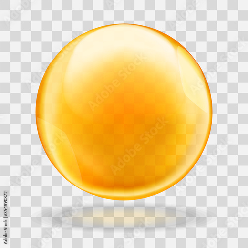 Golden oil translucent bubble or round drop with transparency