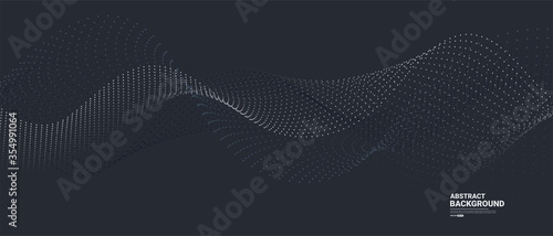 Dark abstract background with flowing particles. Digital future technology concept. vector illustration.	
