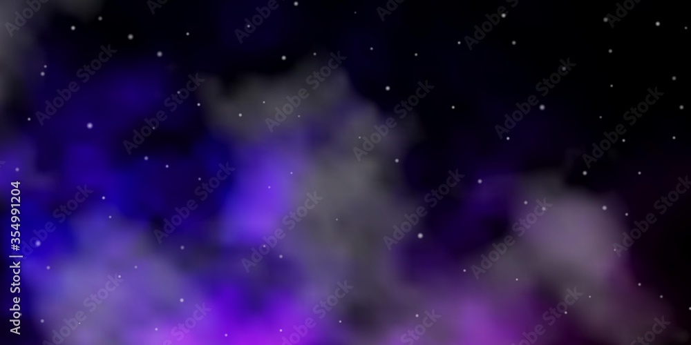 Dark Purple vector template with neon stars. Blur decorative design in simple style with stars. Pattern for websites, landing pages.