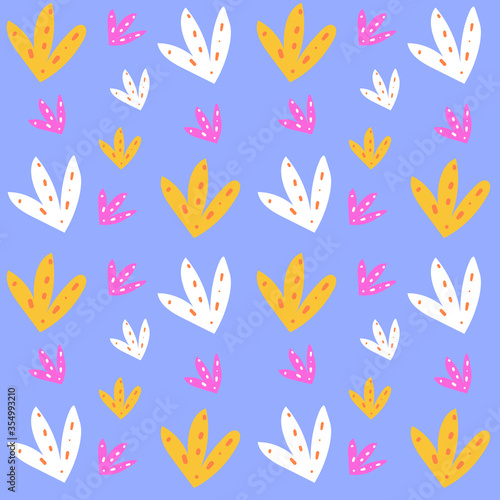 Seamless vector pattern with flowers in Scandinavian style on a blue background. design of wrapping paper  textile  print.