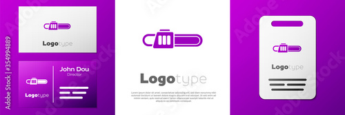 Logotype Chainsaw icon isolated on white background. Logo design template element. Vector Illustration