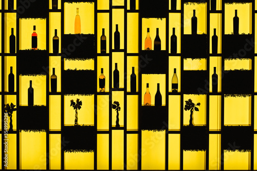 Bottles on fashion yellow bar