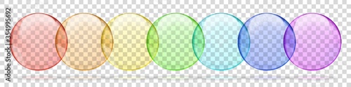 Collection of rainbow colored transparent round bubbles