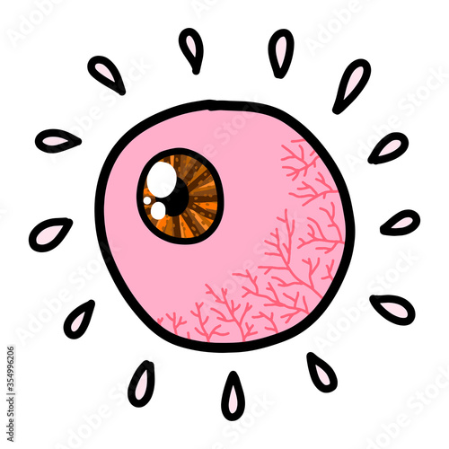 Eye redness symptom of human isolated on white. Illustration about health problem.