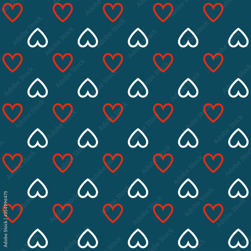Seamless rad and white Outline hearts pattern Seamless rad and white Outline hearts pattern