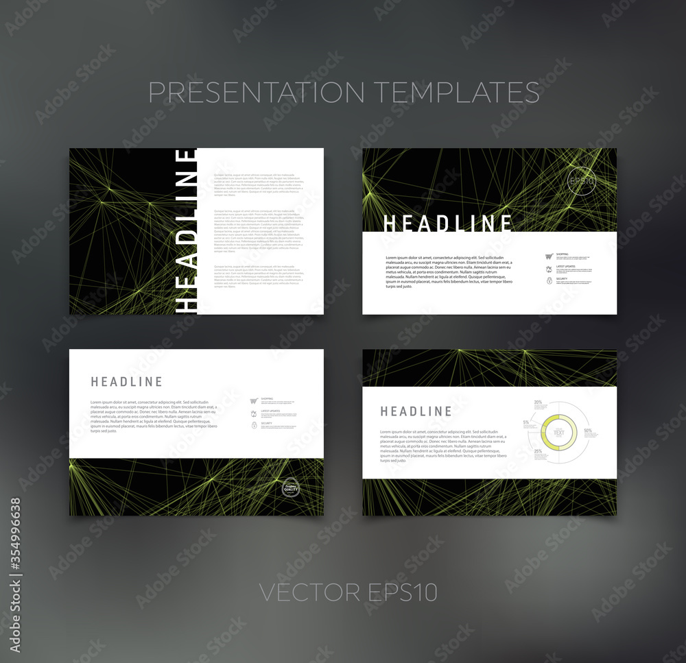 Vector presentation template, page layout, brochure, booklet, leaflet, flyer design set