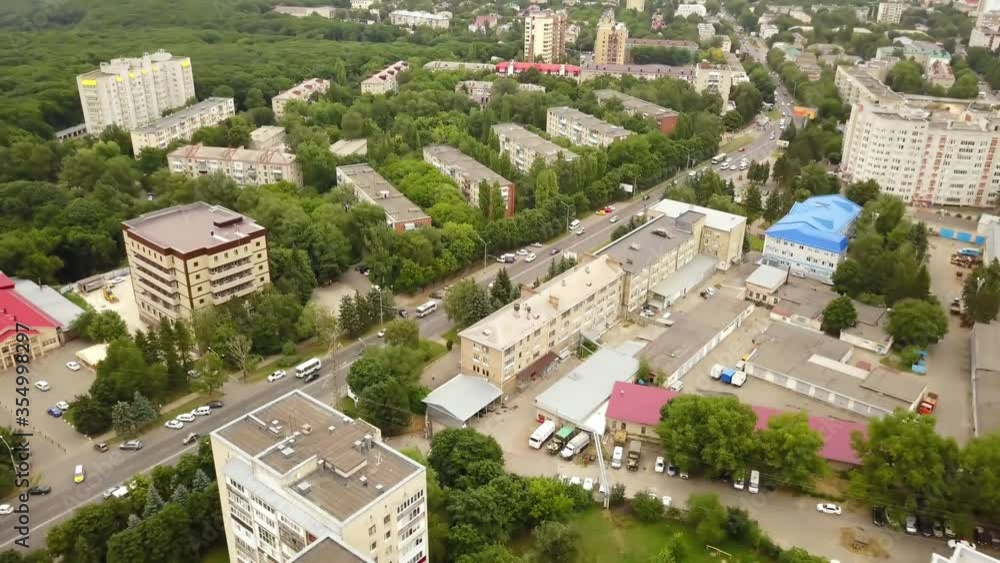 Residential buildings, streets, roads of a small agricultural town Residential buildings, streets, roads of a small agricultural town