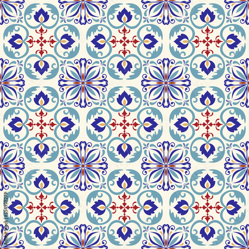 Seamless colorful pattern in turkish style. Vintage decorative elements. Hand drawn background. Islam, Arabic, Indian, ottoman motifs. Perfect for printing on fabric, ceramic tile or paper. Vector