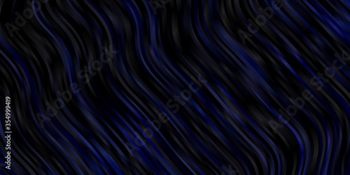 Dark BLUE vector background with curved lines. Abstract gradient illustration with wry lines. Pattern for commercials, ads.