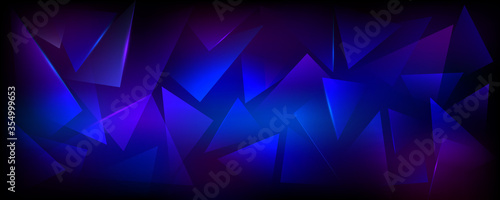Broken Blue, Purple and Black Horizontal Background. Explosion, Destruction Cracked Surface Illustration.