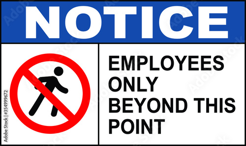 employees only beyond this point vector sign illustration notice do not enter