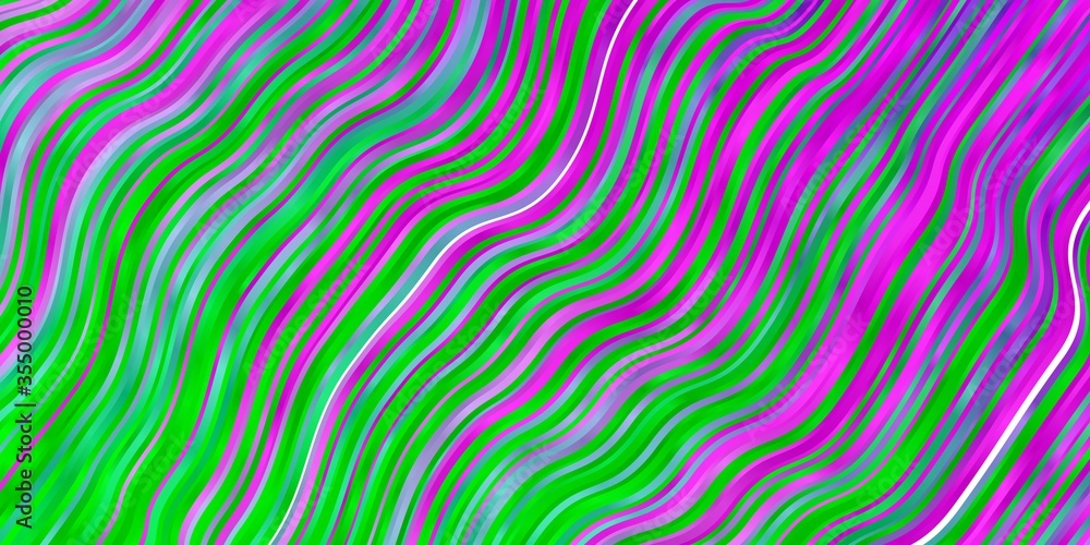 Light Pink, Green vector pattern with wry lines. Colorful illustration in abstract style with bent lines. Pattern for websites, landing pages.