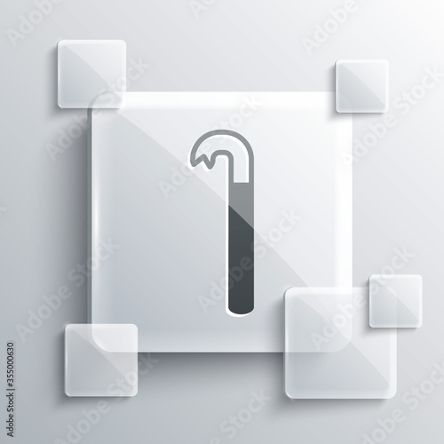 Grey Crowbar icon isolated on grey background. Square glass panels. Vector Illustration