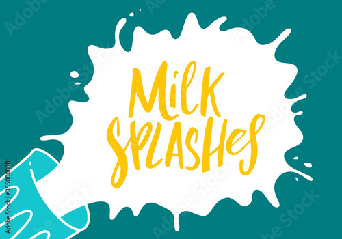 Abstract Shape of Milk Splashes. Vector Illustration of Milk Spilled from a Glass. Cartoon Background