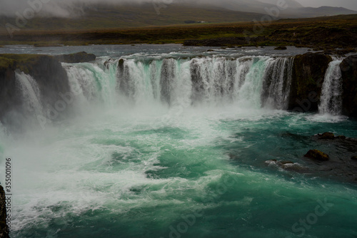 The Godafoss Icelandic: Goðafoss waterfall of the gods, is a famous waterfall in Iceland.