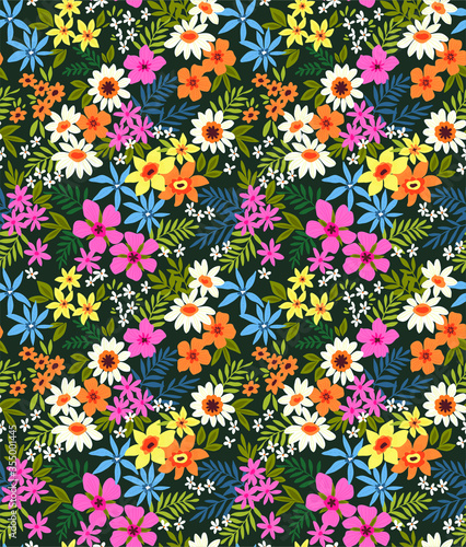 Elegant floral pattern in small colorful flower. Liberty style. Floral seamless background for fashion prints. Ditsy print. Seamless vector texture. Spring bouquet.