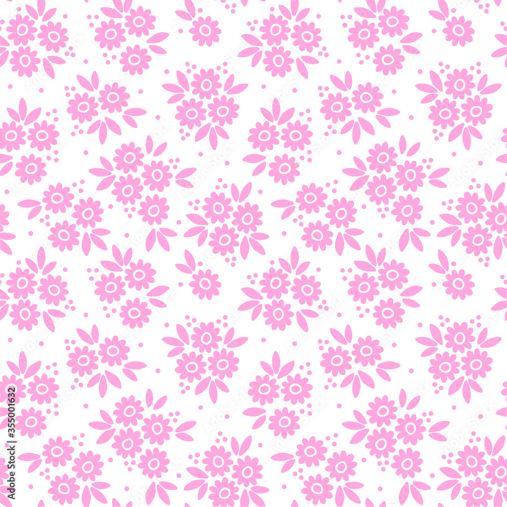Floral pattern. Pretty flowers on white background. Printing with small pink flowers. Ditsy print. Seamless vector texture. Spring bouquet. Floral pattern. Pretty flowers on white background. Printing with small pink flowers. Ditsy print. Seamless vector texture. Spring bouquet.