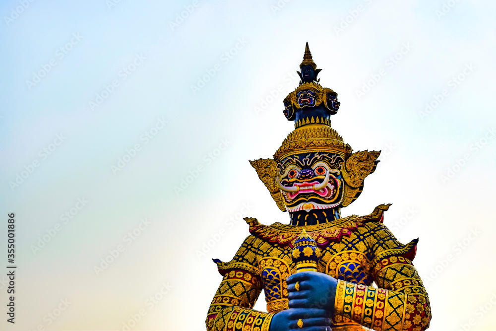 Giant guardian statue in Bangkok Thailand.