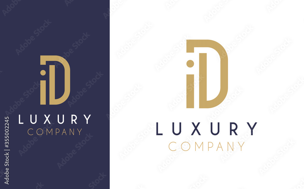 Premium Vector D Logo in two colour variations. Beautiful Logotype design for luxury company branding. Elegant identity design in blue and gold. Premium Vector D Logo in two colour variations. Beautiful Logotype design for luxury company branding. Elegant identity design in blue and gold.