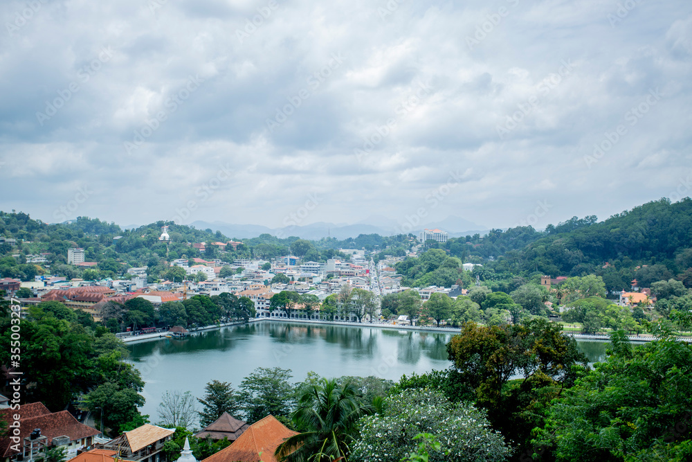 Beautiful view of Kandy lake, taken from kandy view point, kandy, Sri Lanka