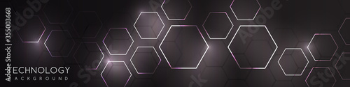 Hi-tech background template. The concept of chemical engineering, genetic research, innovative technology. Hexagonal background.