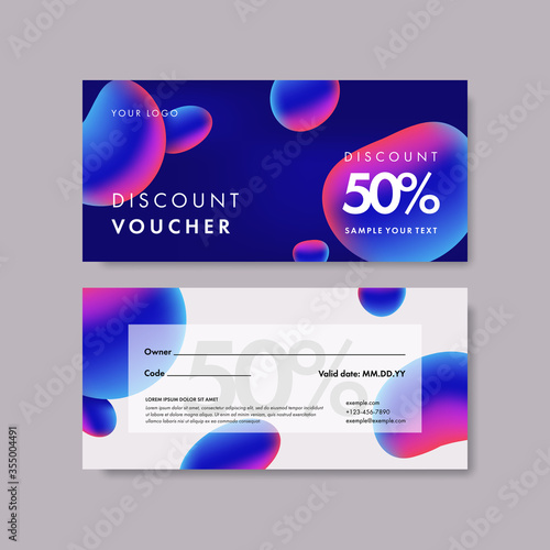 Discount voucher template. Vector background with abstract liquid shapes