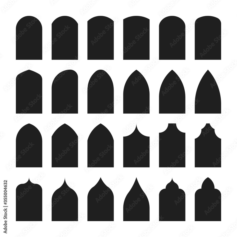 Architectural type of arches shapes and forms. Traditional western and ...