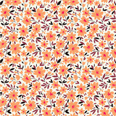 Keuken achterwand Kleine bloemen patronen Floral pattern. Pretty flowers on white background. Printing with small coral flowers. Ditsy print. Seamless vector texture. Spring bouquet.  © ann_and_pen