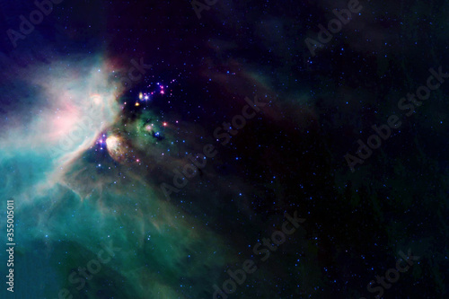 Beautiful space, green nebula. Elements of this image were furnished by NASA.