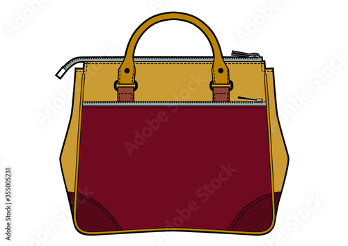 Vector illustration of women's classic leather bag. Red bag