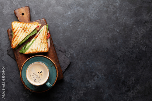 Club sandwich and coffee