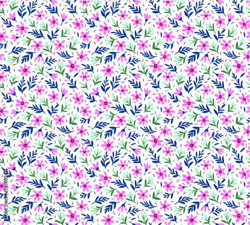 Vector seamless pattern. Pretty pattern in small flower. Small colorful flowers. White background. Ditsy floral background. The elegant the template for fashion prints.